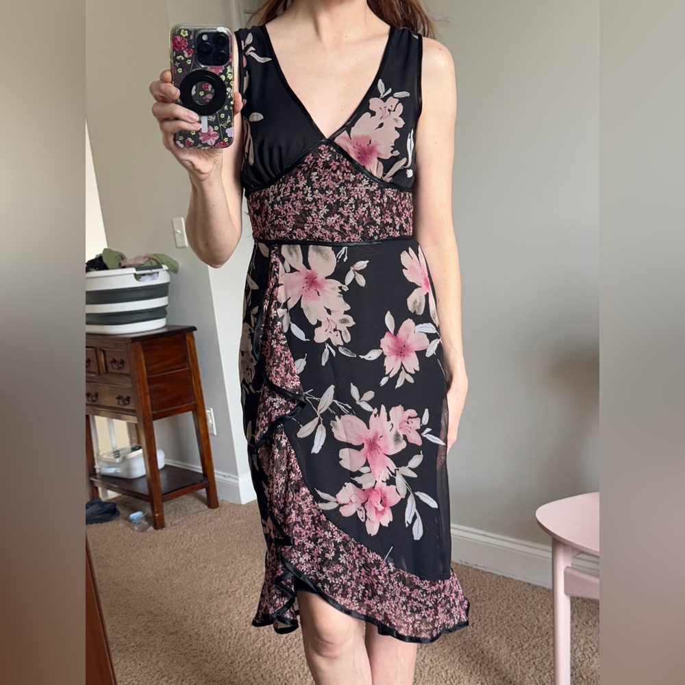 Vintage 90s CDC Floral Mixed Print Midi Dress